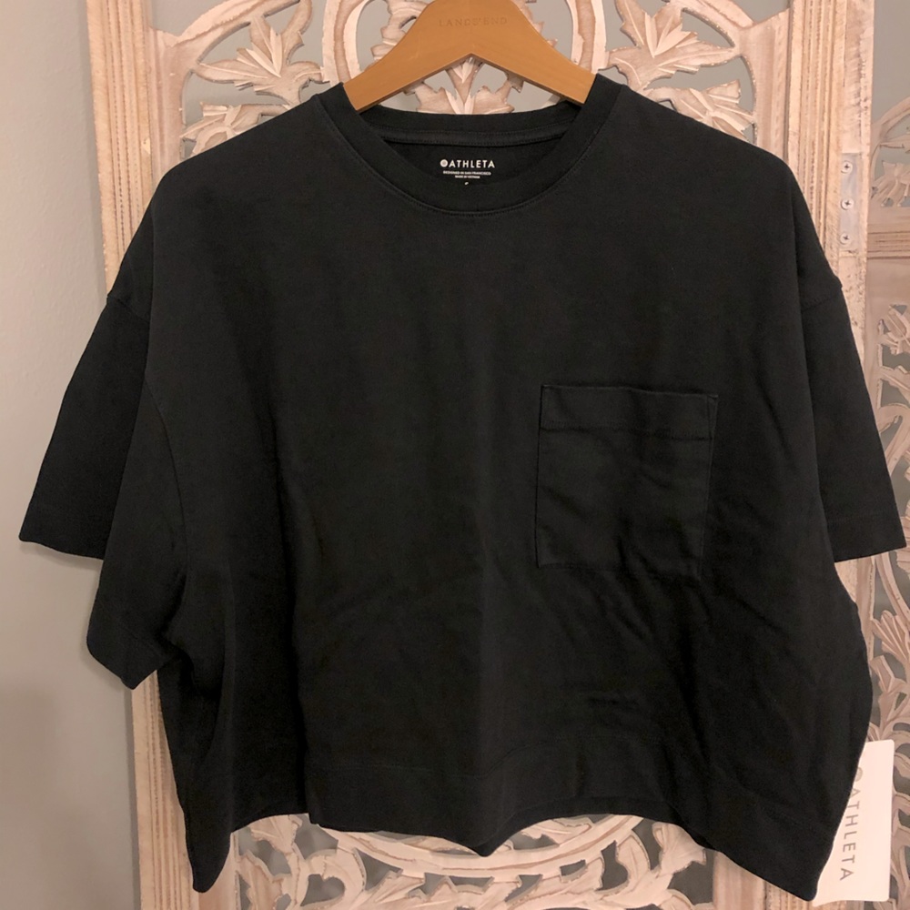 NWT Athleta Classic Cotton Crop Tee black
